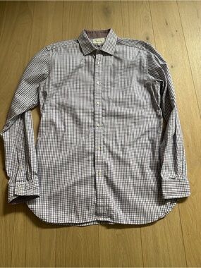 Ted Baker Men's Check Dress Shirt - Burgundy and Navy Size 15.5 (34/35)